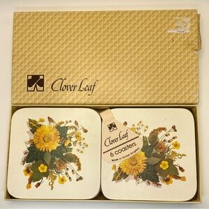 Vintage Cloverleaf floral coasters in original box